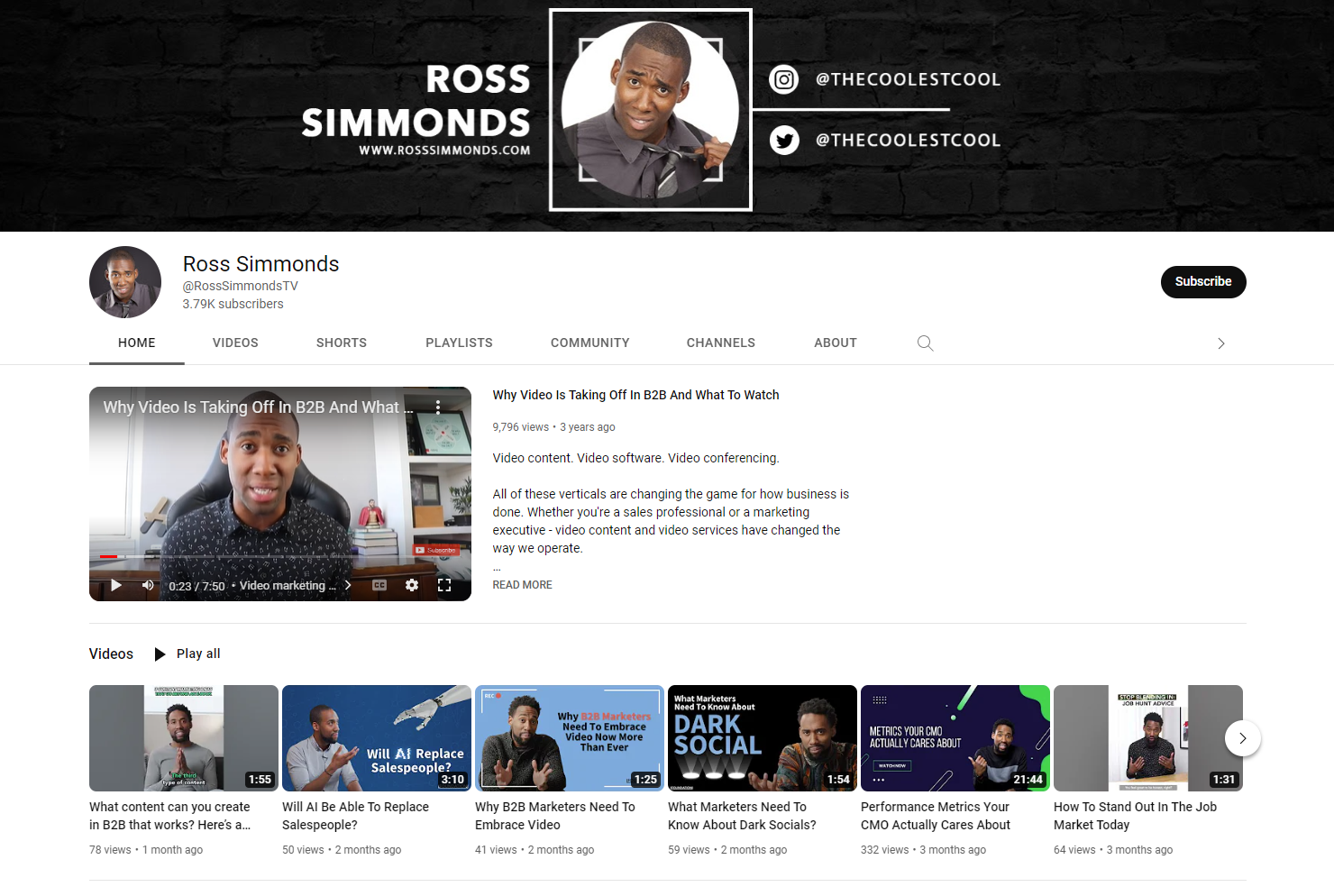 Ross Simmonds's YouTube Channel