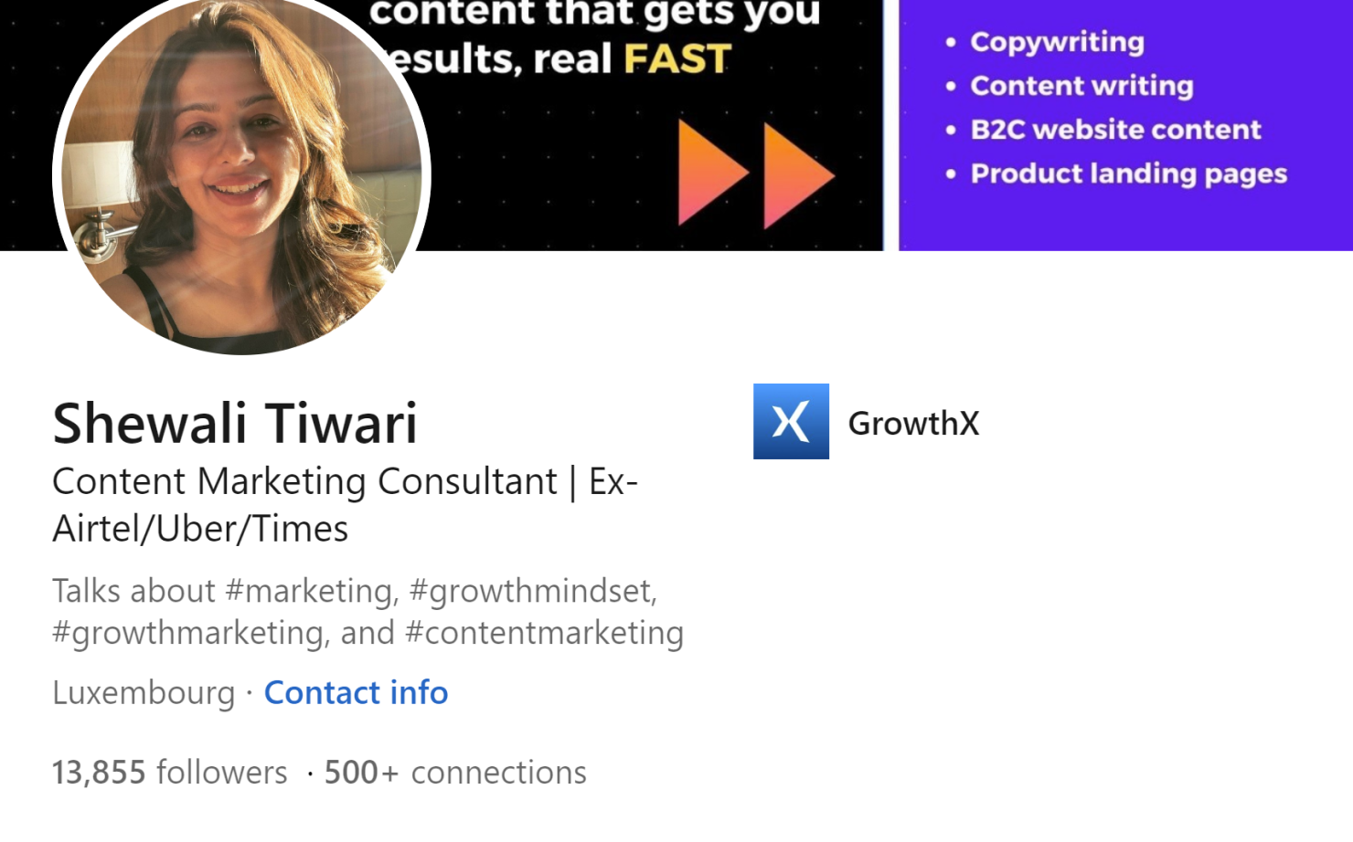Shewali Tiwari LinkedIn Profile