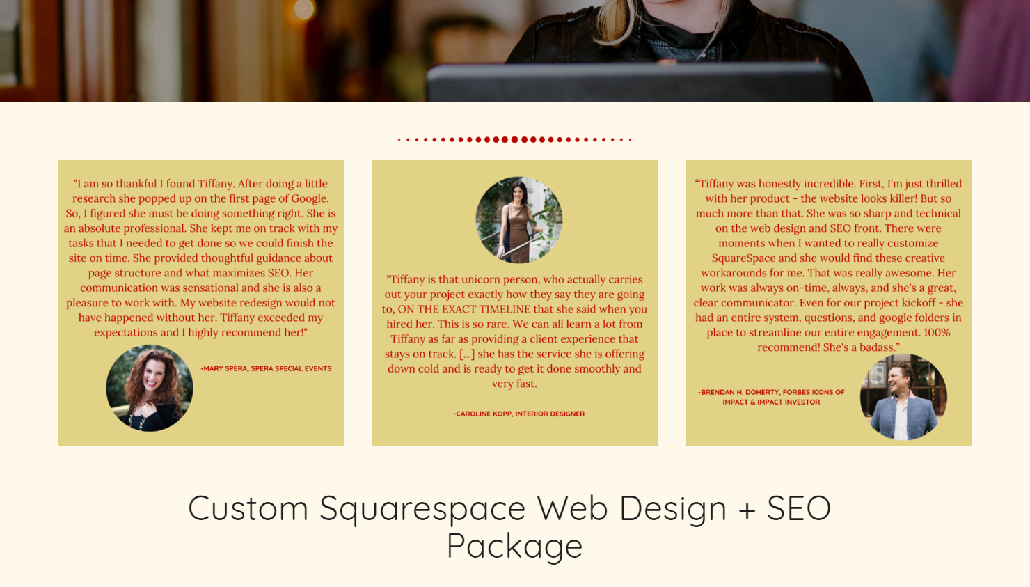 Tiffany Davidson's Custom Squarespace Web Design and SEO Package