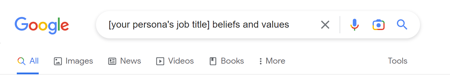 Beliefs and Values Search Query