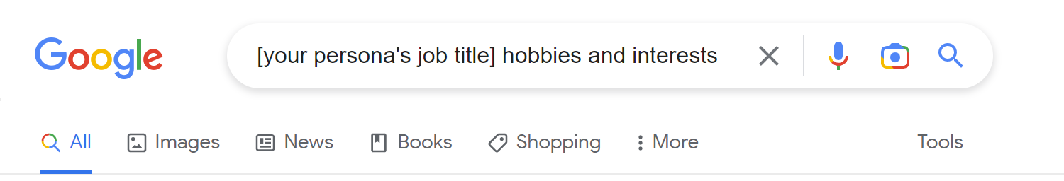 Hobbies and Interests Search Query
