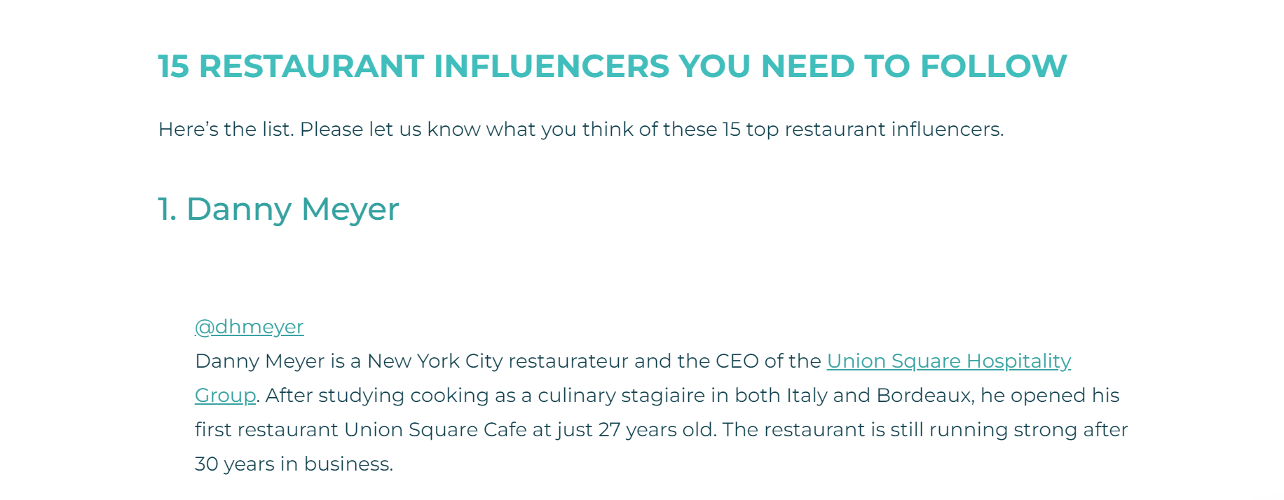 Restaurant Business Influencers