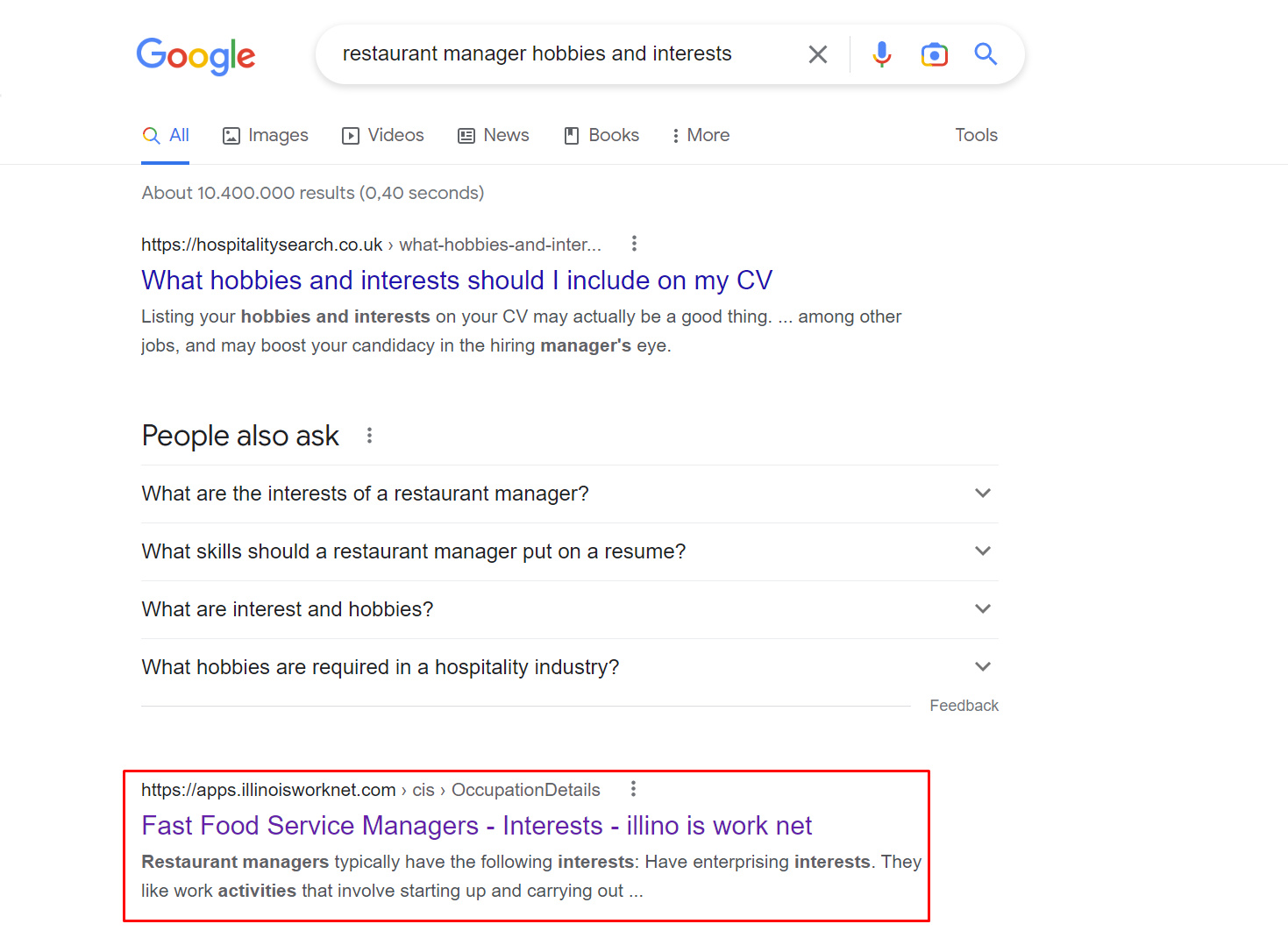 Restaurant Manager Hobbies and Interests Google