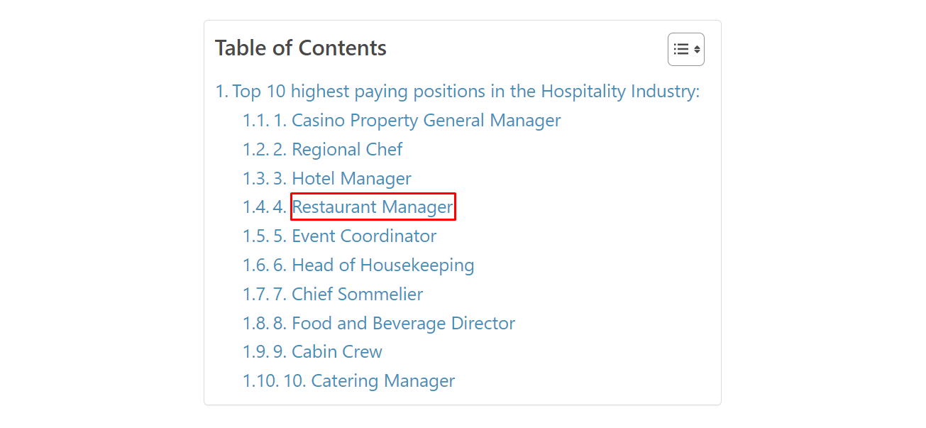 Restaurant Manager Hospitality Industry
