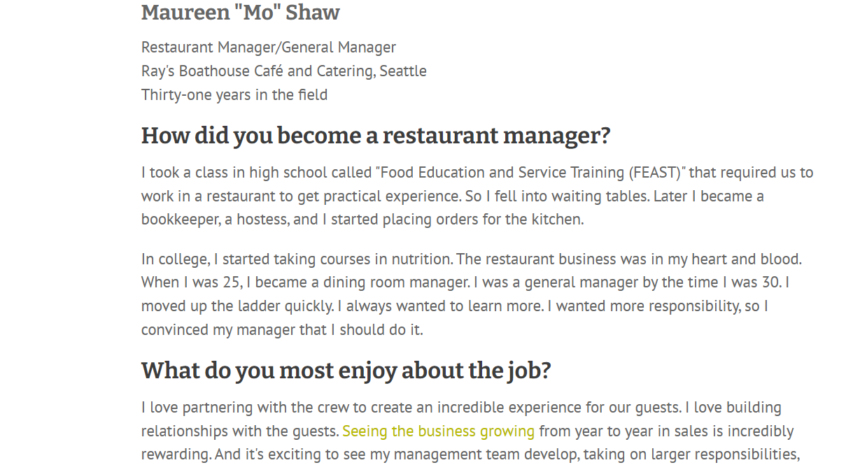 Restaurant Manager Interview