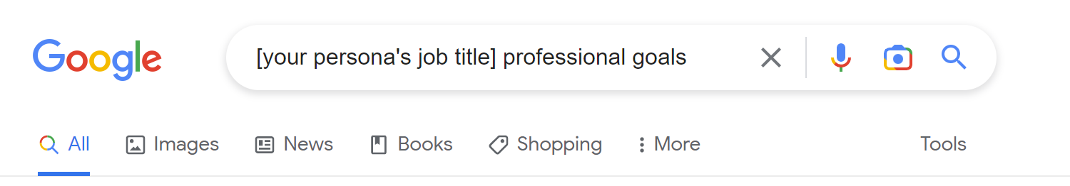 Professional Goals Search Query