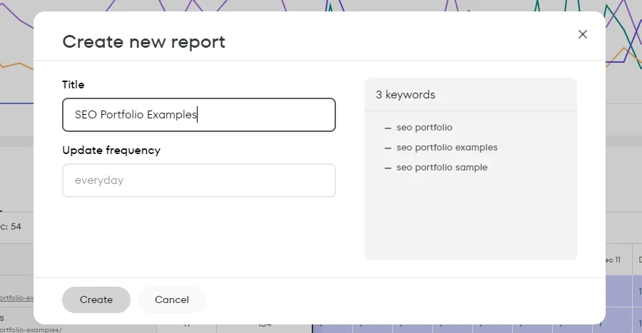 Name the report and select how often you want to record changes